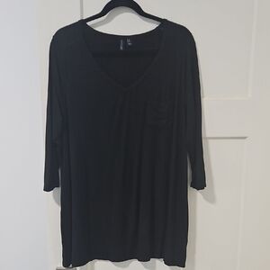 Black V-Neck Women's Top